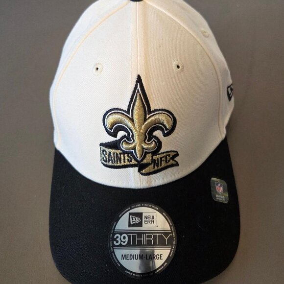 New Orleans Saints Embroidered Hat New Era 39 Thirty Off-White/Black M/L - Picture 7 of 12